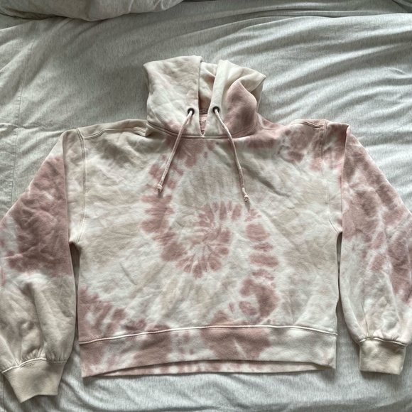 Abercrombie & Fitch Puff Sleeve Hoodie - Blush Pink Tie Dye - Picture 5 of 7